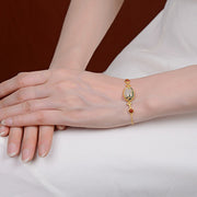 Buddha Stones 925 Sterling Silver Plated Gold Hetian Jade Vine Luck Necklace Pendant Bracelet Ring Earrings