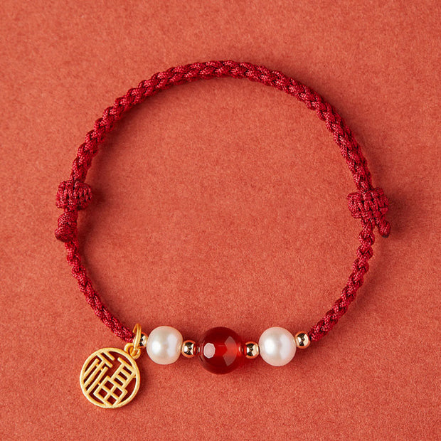 Buddha Stones 925 Sterling Silver Good Fortune Fu Character Agate Pearl Red String Braid Bracelet (Extra 30% Off | USE CODE: FS30) - Fu Character-925 Sterling Silver Hollow Silver Fortune Charm(Wrist Circumference 14-18cm) - image 10