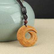 Buddha Stones Ebony Wood Sandalwood One's Luck Improves Design Pattern Peace Necklace Pendant Necklaces & Pendants BS Sandalwood