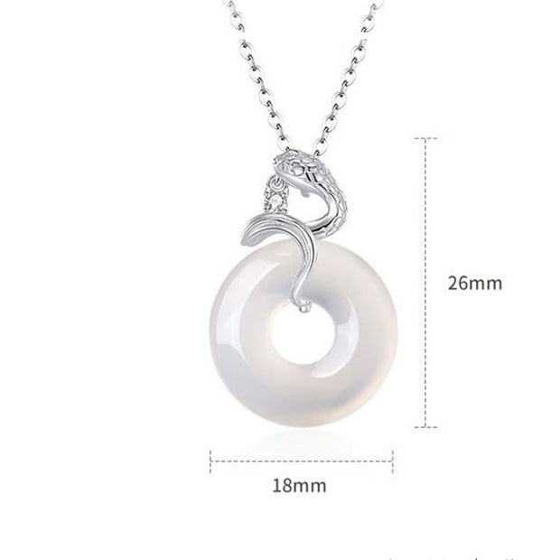 Buddha Stones 925 Sterling Silver Chalcedony Peace Buckle Year Of The Snake Harmony Necklace Pendant Necklaces & Pendants BS 3