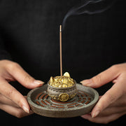 Buddha Stones Small Treasure Bowl Lucky Bag Bagua Tray Healing Ceramic Stick Incense Burner Decoration Incense Burner BS 2