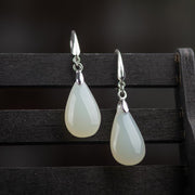 Buddha Stones Hetian White Jade Water Drop Luck Blessing Dangle Earrings (Extra 30% Off | USE CODE: FS30) - image 1