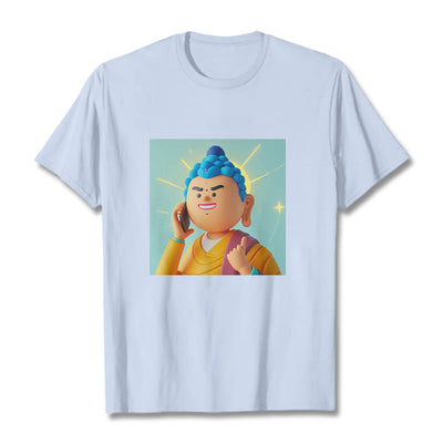 Buddha Stones Funny Cartoon Buddha Tee T-shirt T-Shirts BS LightCyan 2XL