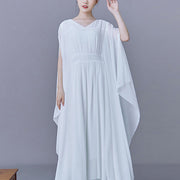 Buddha Stones 2Pcs Plain Midi Dress Skirt Chiffon Dance Zen Clothing Women's Set Women's Meditation Cloth BS White Dress(Dress Only) 2XL(Fit for US8-10; UK/AU12-14; EU40-42)