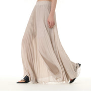 Buddha Stones Solid Color Loose Long Pleated Wide Leg Pants 30