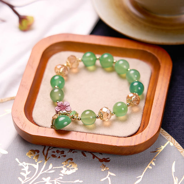 Buddha Stones Natural Red Agate Green Agate Gourd Cinnabar Flower Beads Confidence Bracelet 3
