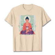Buddha Stones Lotus Meditation Buddha Tee T-shirt T-Shirts BS Bisque 2XL