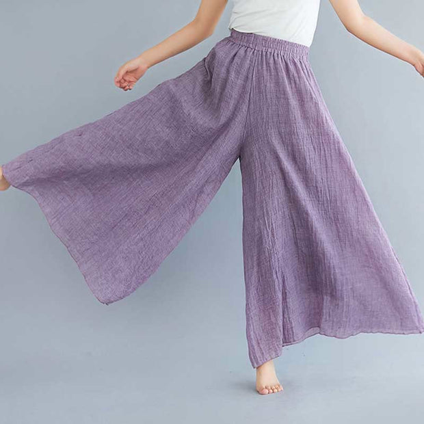 Buddha Stones Women Casual Loose Cotton Linen Wide Leg Pants For Yoga Dance Wide Leg Pants BS 22
