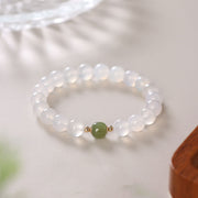 Buddha Stones Natural White Agate Jade Luck Bracelet