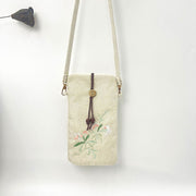 Buddha Stones Small Embroidered Flowers Crossbody Bag Shoulder Bag Cellphone Bag 11*20cm 23