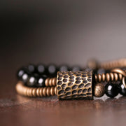 Buddha Stones Rainbow Obsidian Copper Inner Peace Healing Double Layer Bracelet Bracelet BS 4