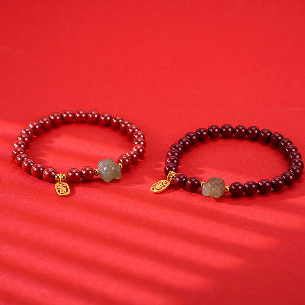 Buddha Stones 925 Sterling Silver Year of the Dragon Natural Cinnabar Hetian Jade Dragon Fu Character Ruyi As One Wishes Charm Blessing Bracelet (Extra 30% Off | USE CODE: FS30) - image 17
