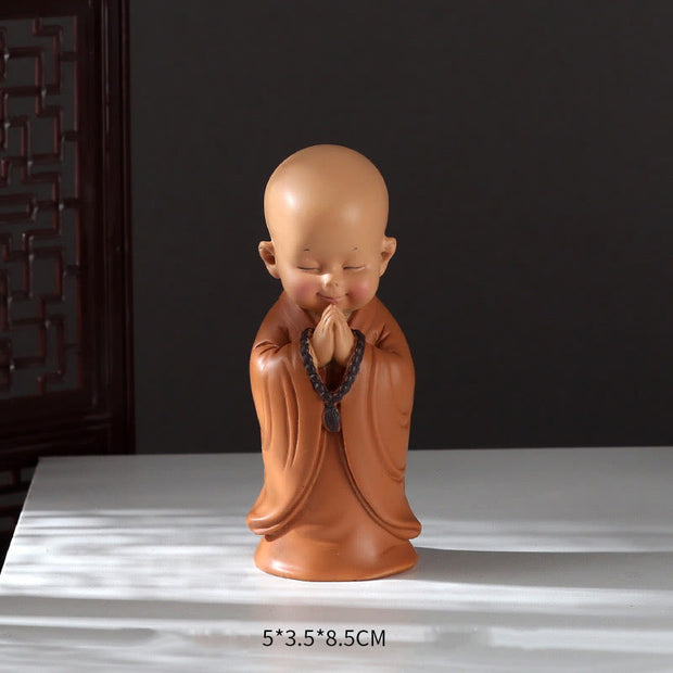 Buddha Stones Small Mini Meditation Praying Monk Serenity Resin Home Decoration Decorations BS Praying Monk With Head Bowed 5.5*3.5*8.5cm