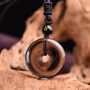 Buddha Stones Tibetan Obsidian Protection Necklace