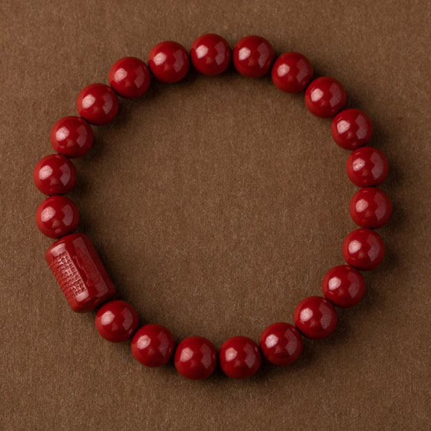 Buddha Stones Natural Cinnabar Heart Sutra Blessing Bracelet