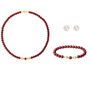Buddha Stones 925 Sterling Silver Natural Cinnabar Pearl Blessing Necklace Pendant Bracelet Earrings Jewelry Set Bracelet Necklaces & Pendants BS 9