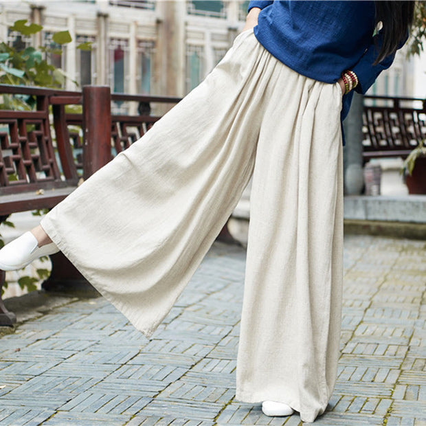 Buddha Stones Solid Color Loose Yoga Wide Leg Pants With Pockets Wide Leg Pants BS 3