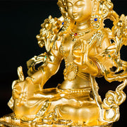 Buddha Stones Bodhisattva White Tara Hope Protection Gold Plated Statue Decoration