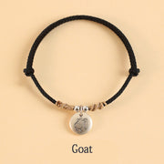 Buddha Stones Handmade 999 Sterling Silver Year of the Dragon Cute Chinese Zodiac Luck Braided Bracelet (Extra 35% Off | USE CODE: FS35) - Black Rope - Goat(Wrist Circumference 14-17cm) - image 31