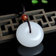 Buddha Stones Round Hetian White Jade Peace Buckle Blessing Necklace Pendant (Extra 30% Off | USE CODE: FS30) - image 5