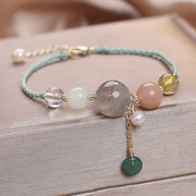 Buddha Stones Moonstone Sunstone Beads Peace Buckle Charm Healing Bracelet Bracelet BS 13