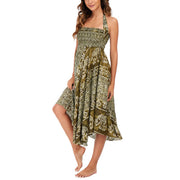 Buddha Stones Two Style Wear Boho Elephant Geometry Lace-up Skirt Dress Skirt&Dress BS 36