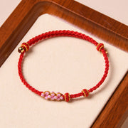 Buddha Stones Handmade Peach Blossom Protection Braided Rope Bracelet