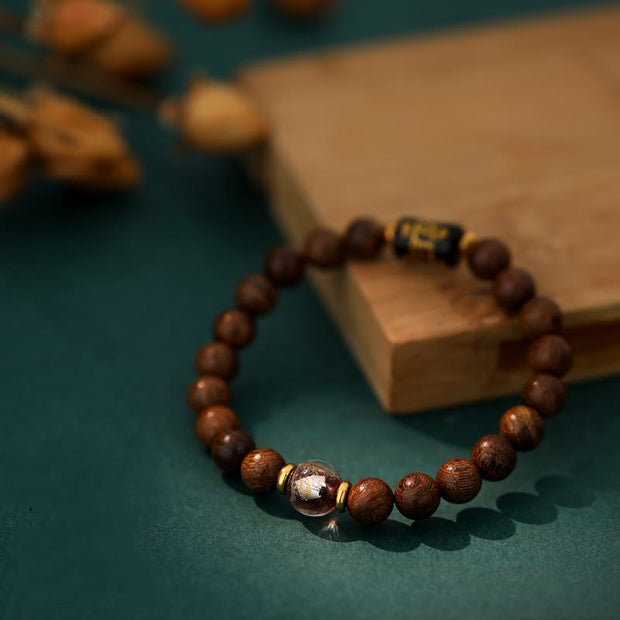 Buddha Stones Tibetan Sandalwood Om Mani Padme Hum Swastika Healing Bracelet