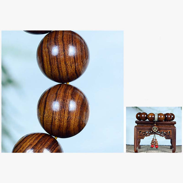 Buddha Stones Rosewood Warmth Calm Gourd Charm Bracelet