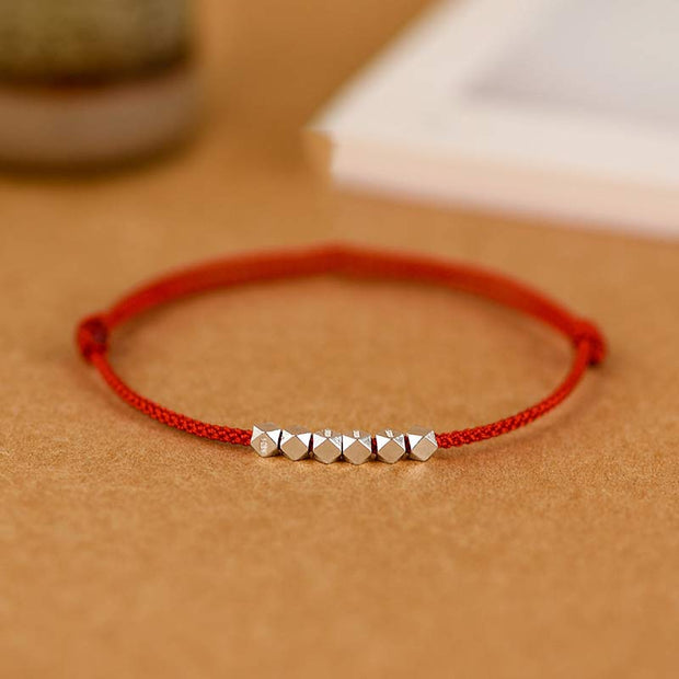 Buddha Stones 925 Sterling Silver Red String Braid Bracelet Anklet Bracelet Anklet BS Bracelet(Wrist Circumference 14-19cm) Red