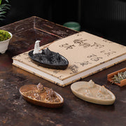 Buddha Stones Fisherman Mountains Zen Healing Ceramic Stick Incense Burner Decoration