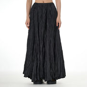 Buddha Stones Solid Color Loose Long Elastic Waist Skirt 7