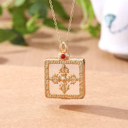Buddha Stones 24K Gold Plated White Jade Double Dorje Protection Luck Necklace Pendant Necklaces & Pendants BS White Jade(Protection♥Happiness)