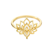 Buddha Stones Lotus Titanium Steel Enlightenment Necklace Pendant Ring Necklaces & Pendants BS Gold Lotus Ring