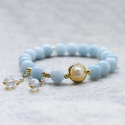 Buddha Stones Aquamarine Pearl Healing Moonstone Beads Charm Bracelet Bracelet BS 2