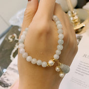 Buddha Stones Natural Jade Pearl Gourd Prosperity Luck Bracelet Bracelet BS 3