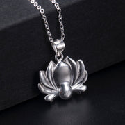 Buddha Stones 925 Sterling Silver Lotus Flower Pearl Wealth Necklace Pendant Necklaces & Pendants BS 8