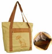 Buddha Stones Spiritual Mind Practice Lotus Embroidery Pattern Canvas Shoulder Bag Tote Bag Bag BS 1