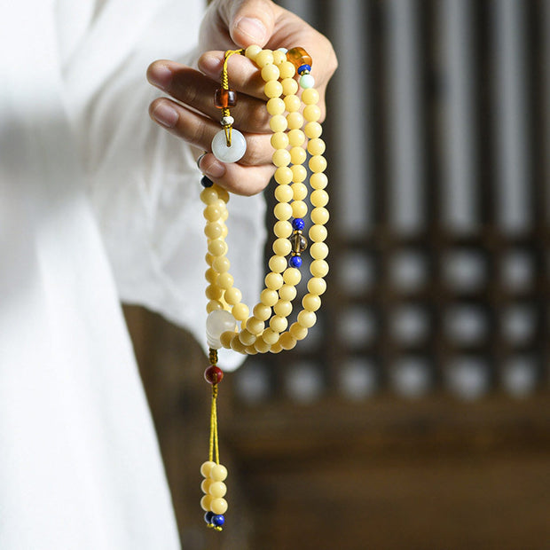 Buddha Stones 108 Beads Bodhi Seed Jade Prosperity Blessing Bracelet Mala Mala Bracelet BS main