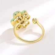 Buddha Stones Cat's Eye Four Leaf Clover Zircon Love Rotatable Ring Ring BS 4