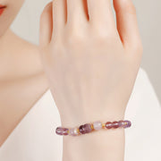 Buddha Stones Aquamarine Strawberry Quartz Amethyst Moonstone PiXiu Healing Bracelet Bracelet BS 10