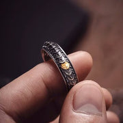 Buddha Stones Vintage Dragon Scales Pattern Luck Ring