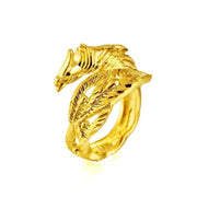 Buddha Stones Lucky Dragon Phoenix Protection Energy Adjustable Ring Ring BS Phoenix(Luck♥Strength) Gold
