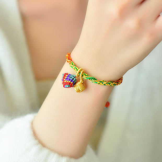 Buddha Stones Colorful Rope Luck Handcrafted Zongzi Charm Bracelet