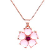 Buddha Stones Pink Crystal Love Heart Flower Soothing Necklace Pendant Necklaces & Pendants BS 4