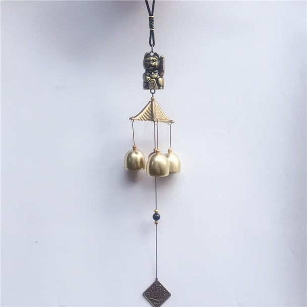 Buddha Stones Auspicious Wealth Cat Wall Hanging Chime Bell Copper Luck Handmade Home Decoration Decorations BS 4