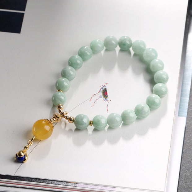 Buddha Stones Natural Jade Amber Lazurite Bead Luck Bracelet Bracelet BS 2