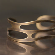 Buddha Stones Vintage Curved Copper Brass Wealth Adjustable Cuff Bracelet Bangle