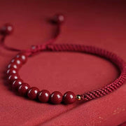 Buddha Stones Natural Cinnabar King Kong Knot Blessing String Bracelet