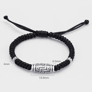 Buddha Stones 999 Sterling Silver Nine-Eye Dzi Bead Pattern Blessing Rope Bracelet Bracelet BS 16